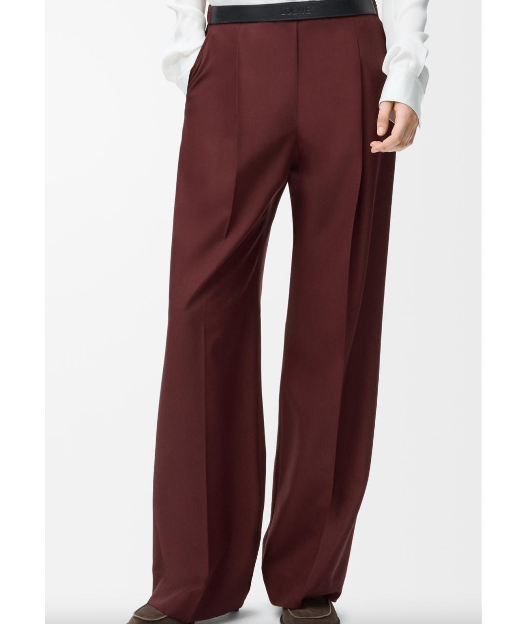 LOEWE Бордовые шерстяные брюки широкие, фото 3