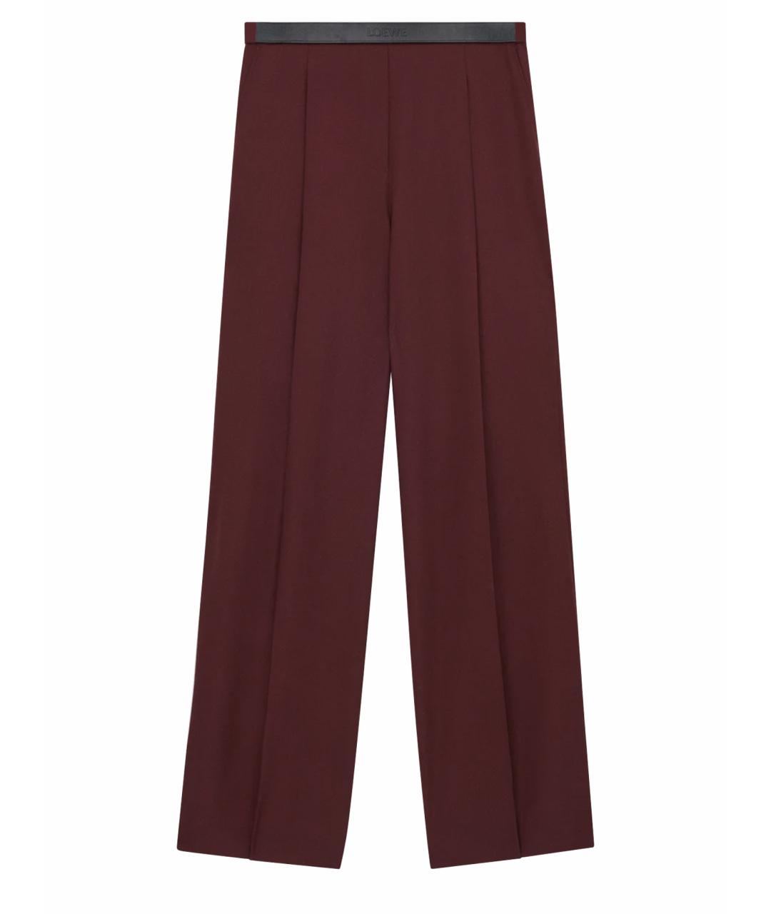 LOEWE Бордовые шерстяные брюки широкие, фото 1