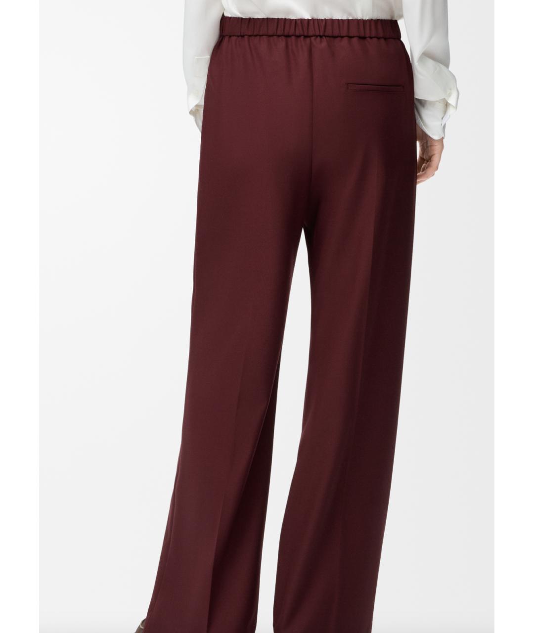 LOEWE Бордовые шерстяные брюки широкие, фото 4