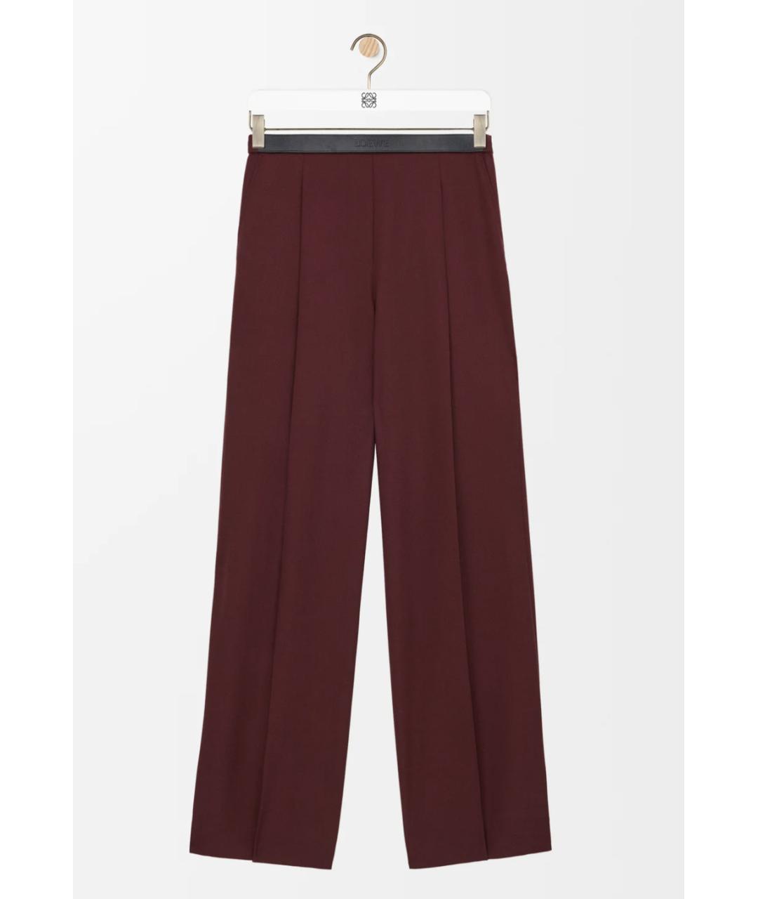 LOEWE Бордовые шерстяные брюки широкие, фото 6