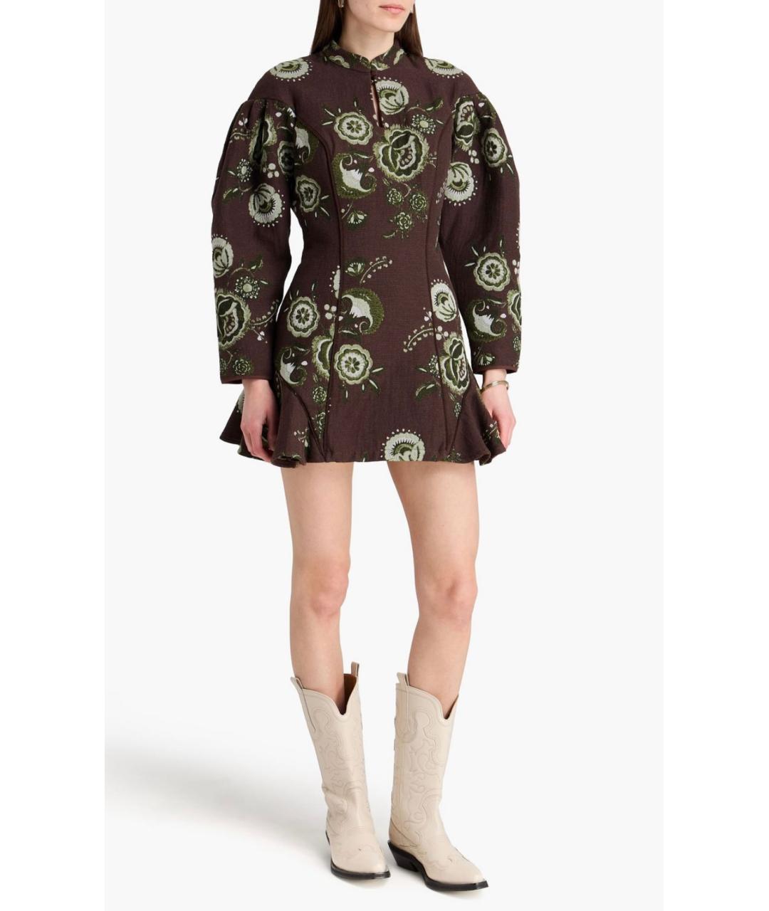 CHARO RUIZ Коричневое хлопковое платье, фото 2