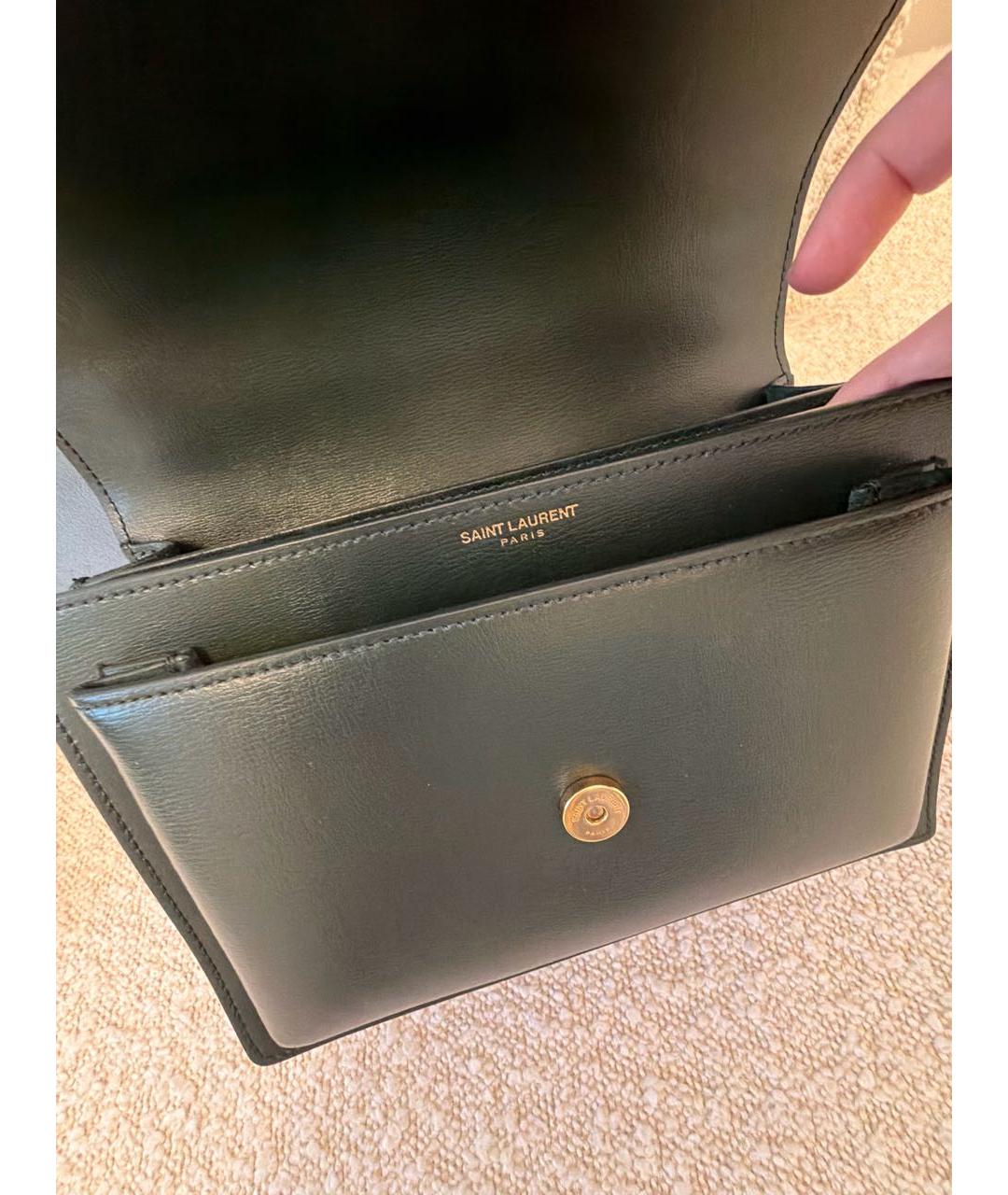 SAINT LAURENT Зеленая кожаная сумка через плечо, фото 4