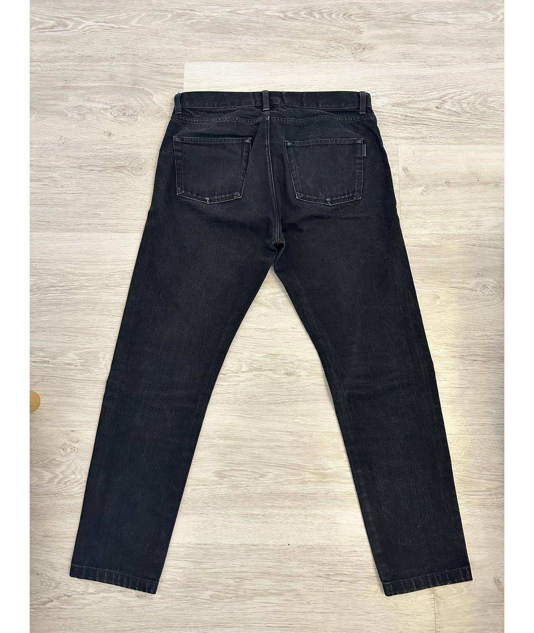 SAINT LAURENT Черные хлопковые прямые джинсы, фото 2