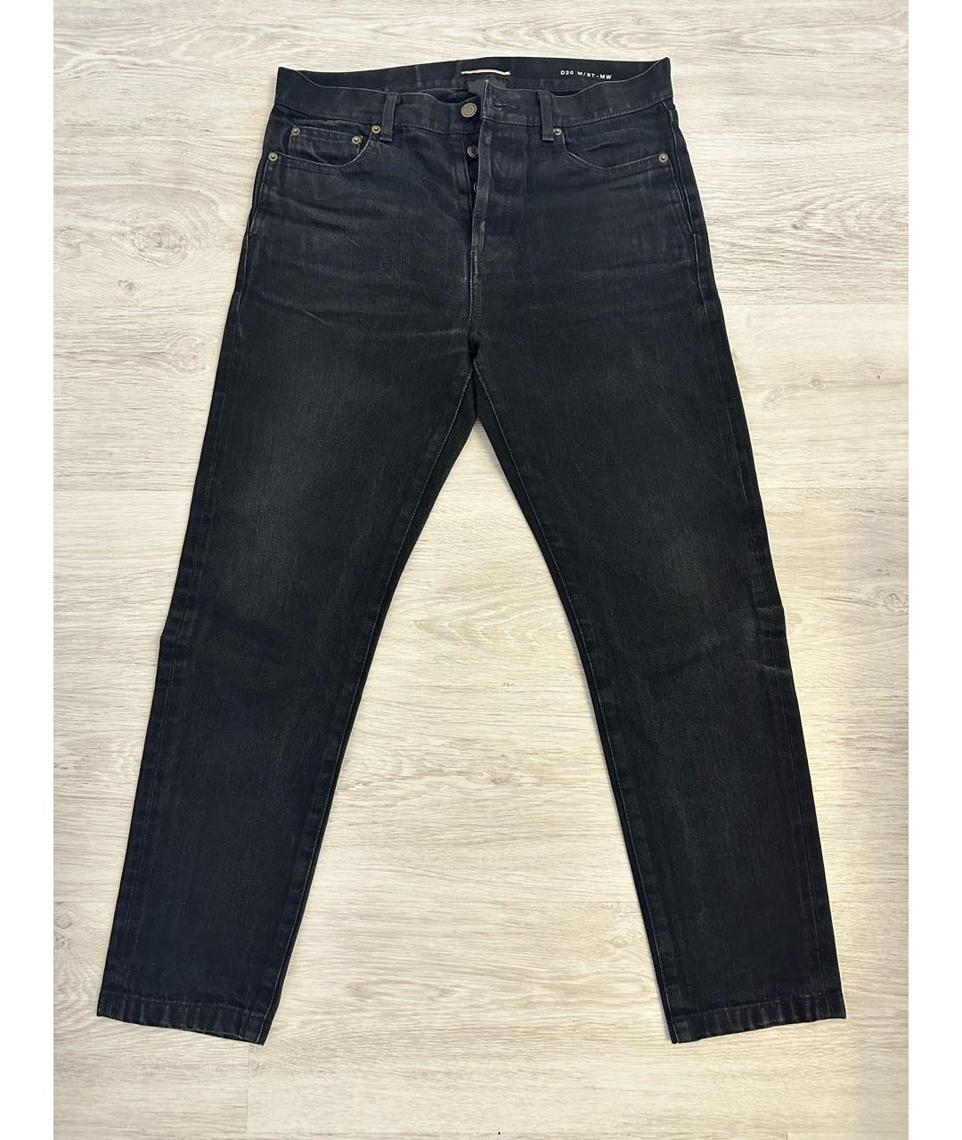 SAINT LAURENT Черные хлопковые прямые джинсы, фото 4