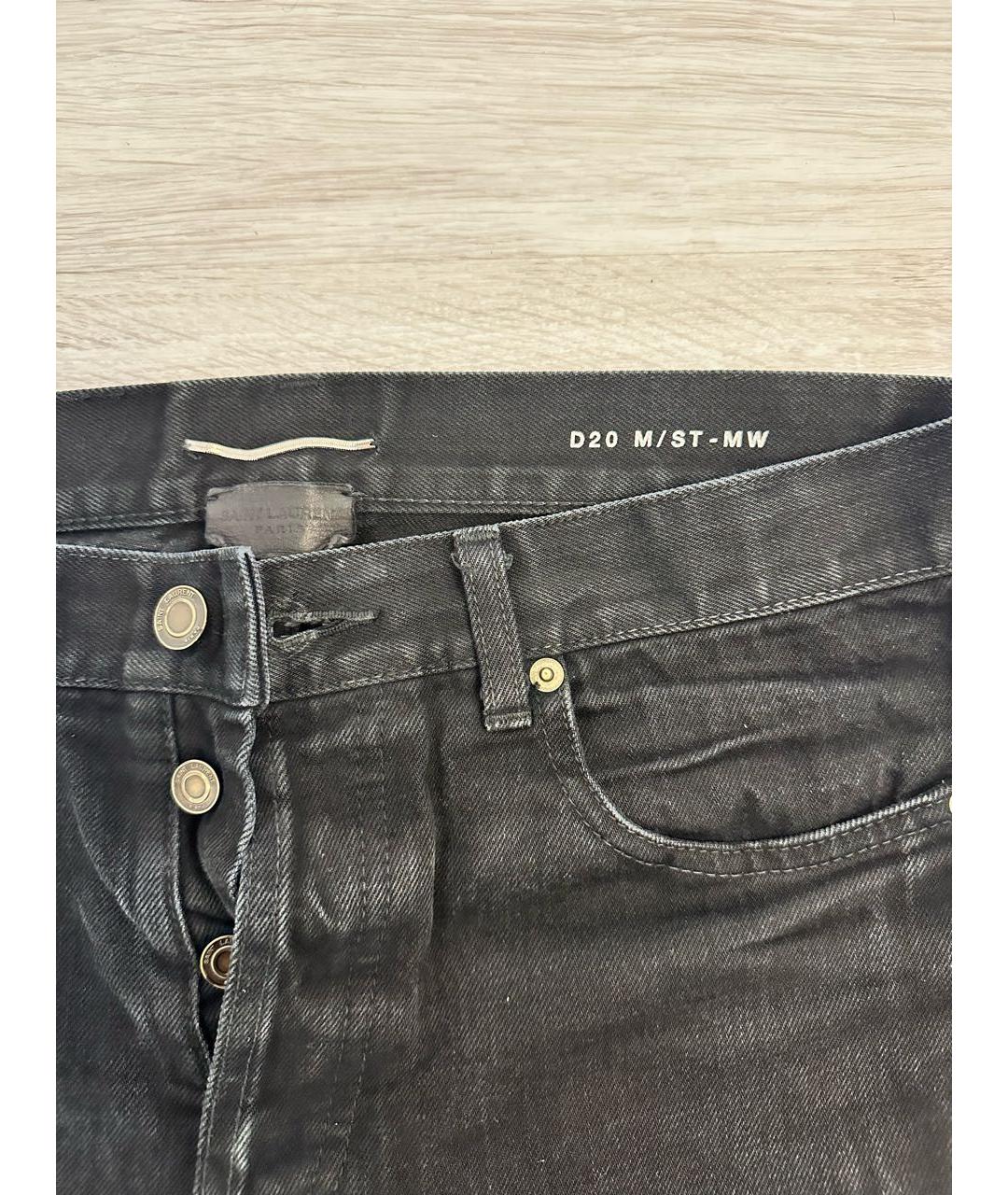 SAINT LAURENT Черные хлопковые прямые джинсы, фото 3