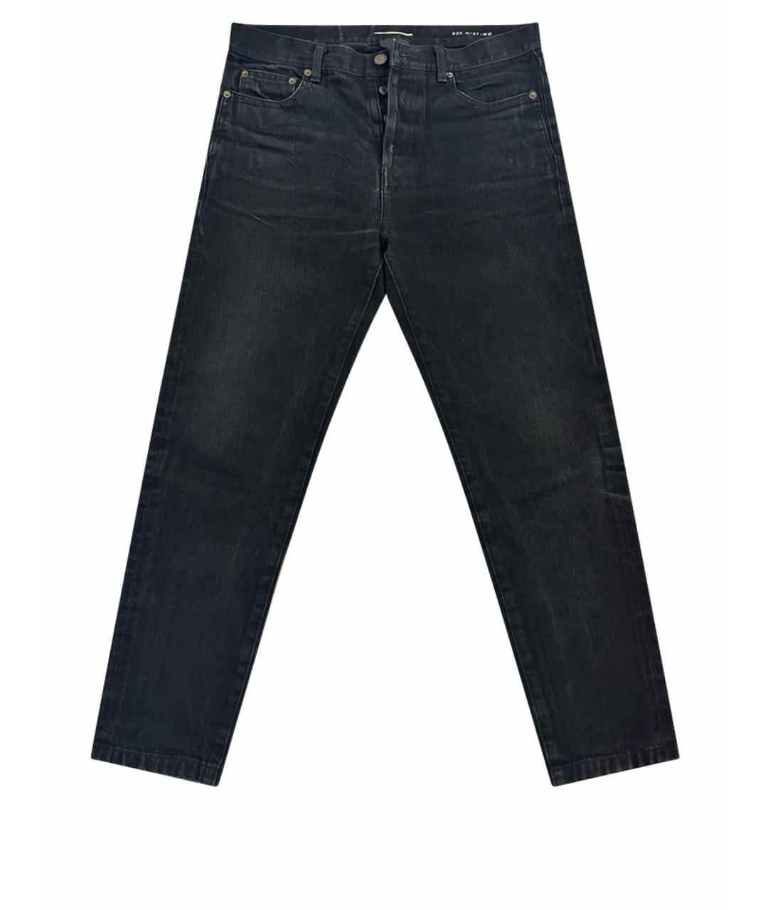 SAINT LAURENT Черные хлопковые прямые джинсы, фото 1