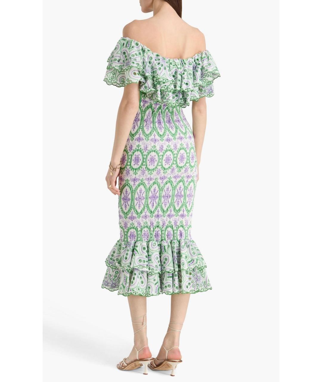 CHARO RUIZ Зеленые хлопковое коктейльное платье, фото 3