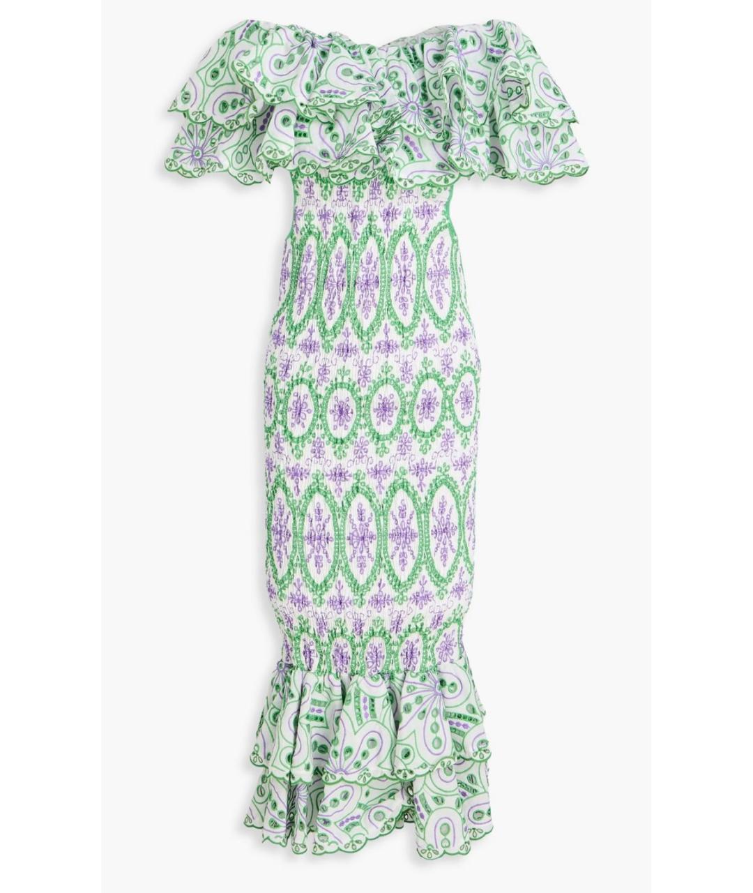 CHARO RUIZ Зеленые хлопковое коктейльное платье, фото 4