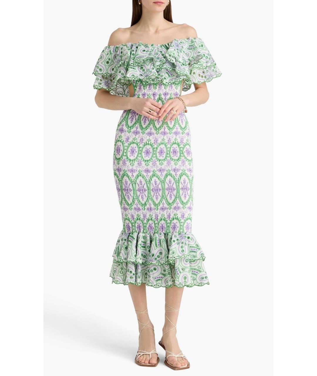 CHARO RUIZ Зеленые хлопковое коктейльное платье, фото 2