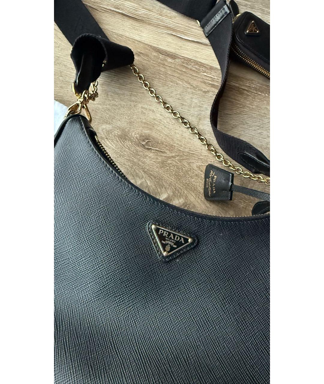 PRADA Черная кожаная сумка через плечо, фото 7