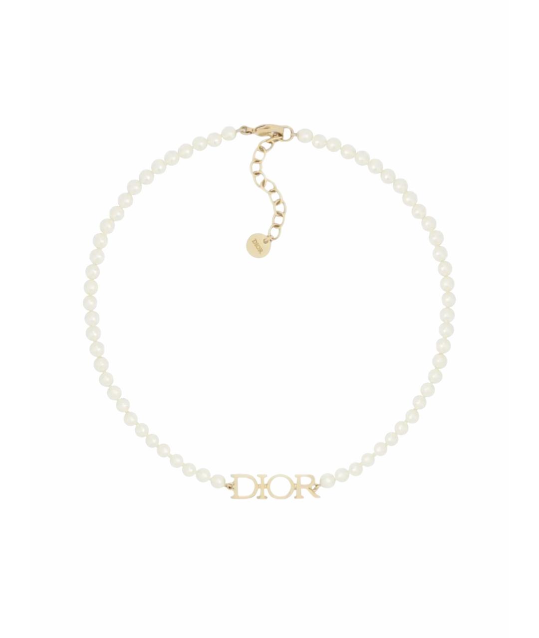 CHRISTIAN DIOR Белое латунное колье, фото 1