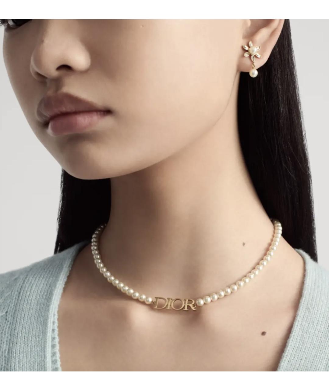 CHRISTIAN DIOR Белое латунное колье, фото 2