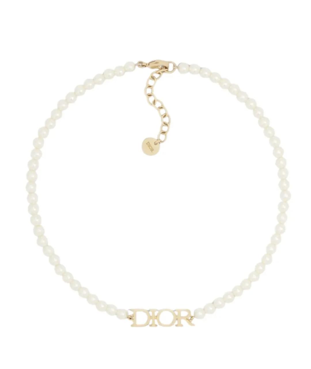 CHRISTIAN DIOR Белое латунное колье, фото 3