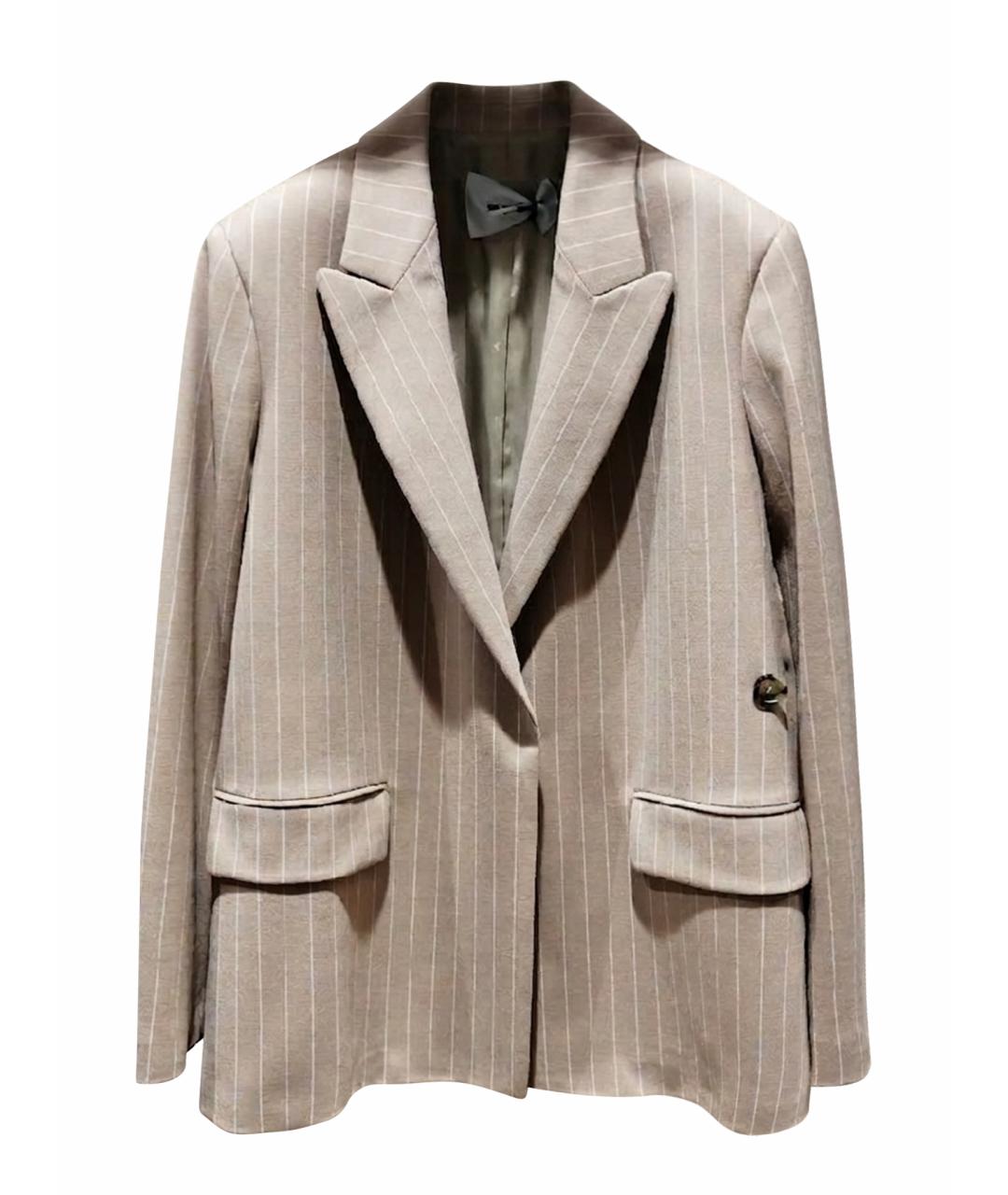 MSGM Бежевый шерстяной костюм с брюками, фото 1