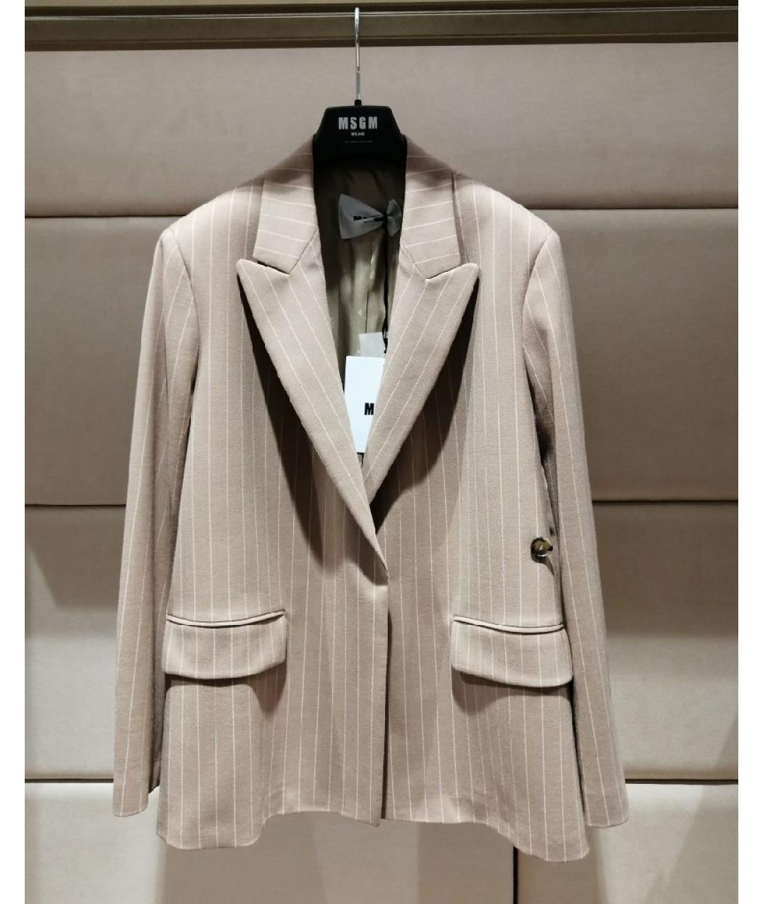MSGM Бежевый шерстяной костюм с брюками, фото 5