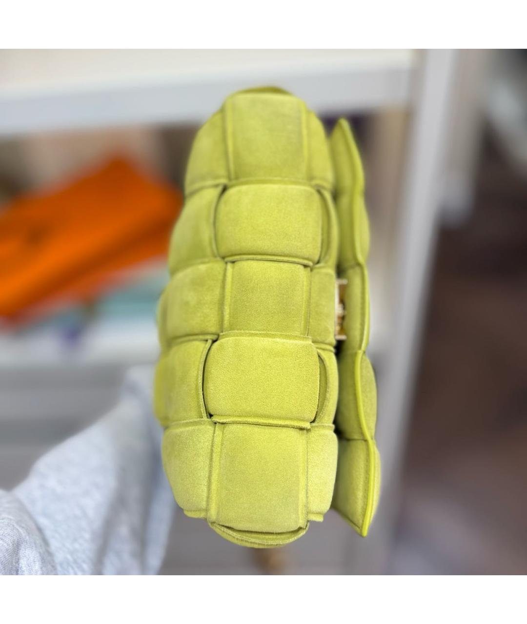 BOTTEGA VENETA Салатовая замшевая сумка тоут, фото 8