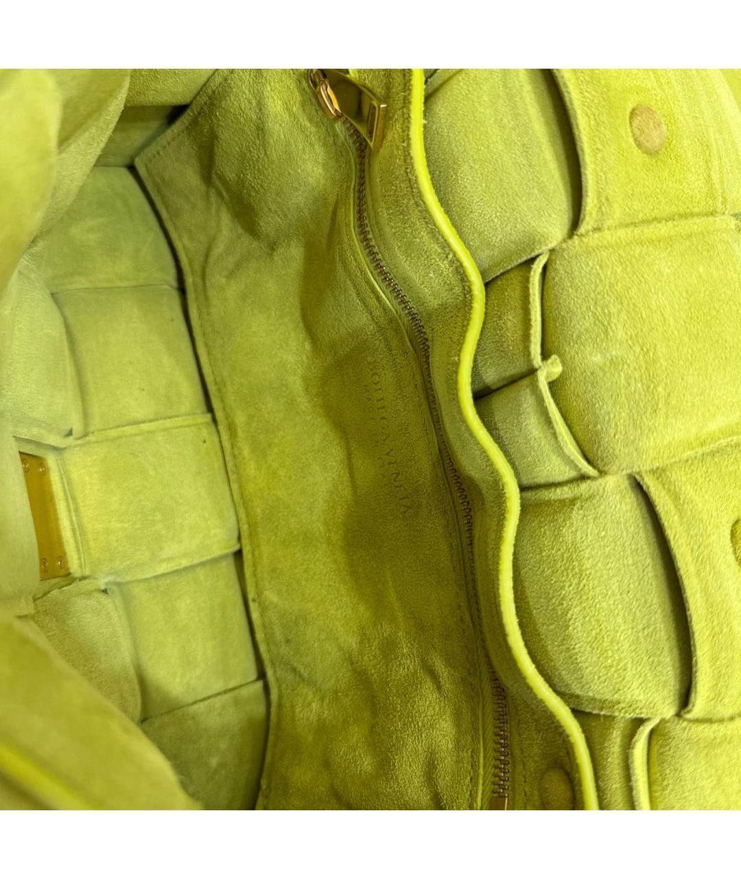 BOTTEGA VENETA Салатовая замшевая сумка тоут, фото 4