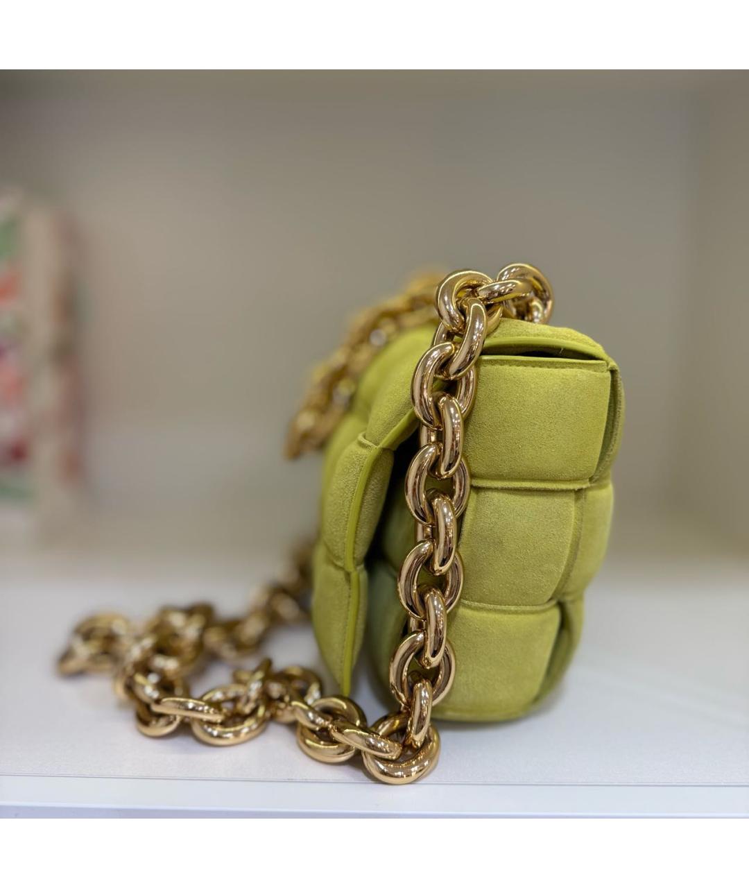 BOTTEGA VENETA Салатовая замшевая сумка тоут, фото 2