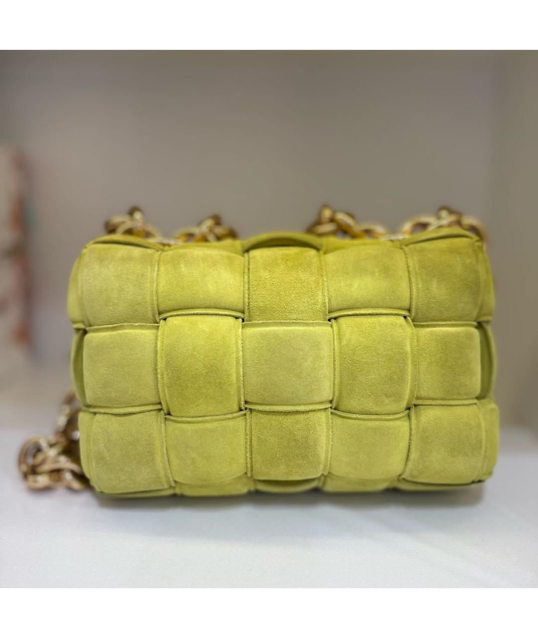 BOTTEGA VENETA Салатовая замшевая сумка тоут, фото 3