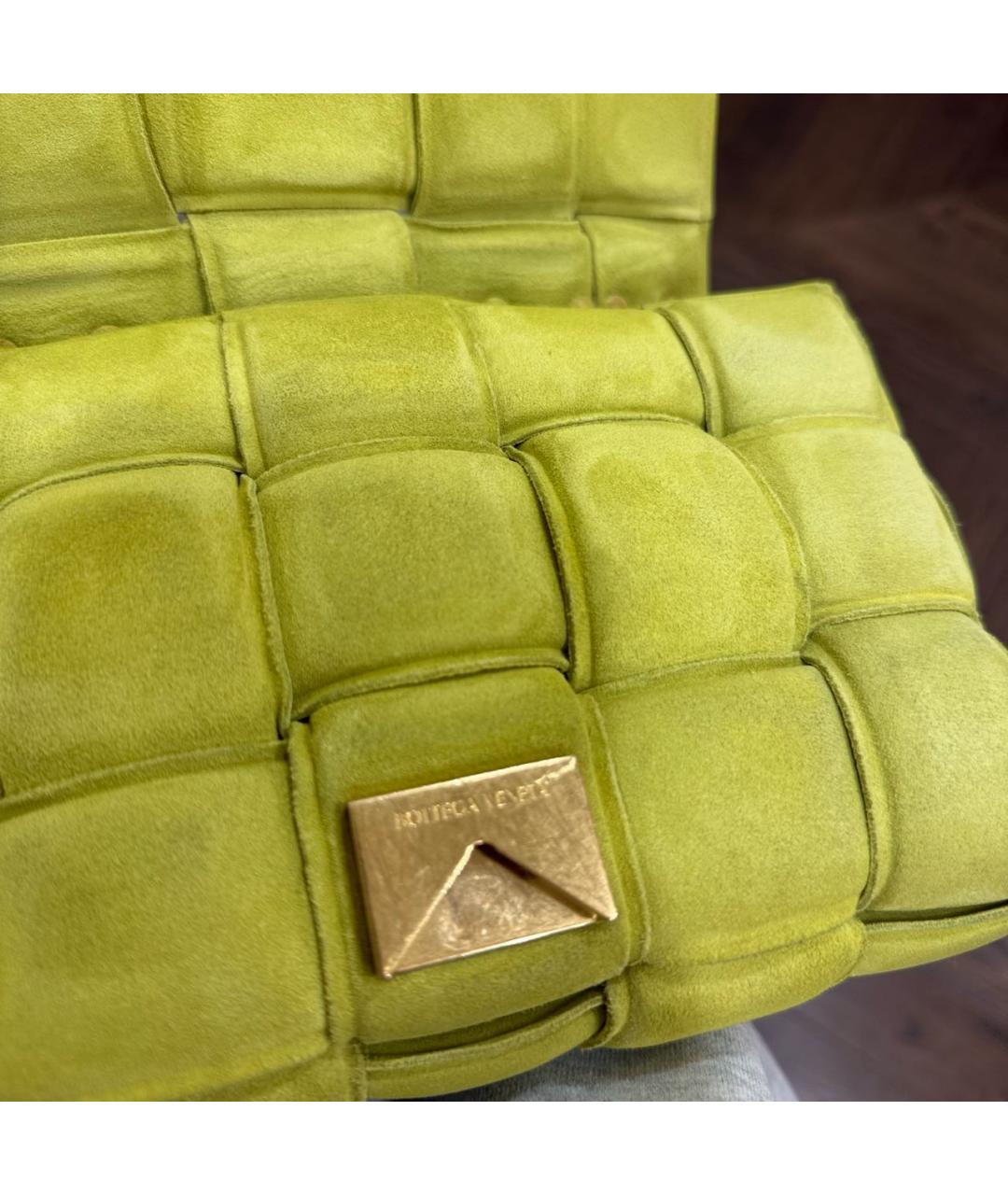 BOTTEGA VENETA Салатовая замшевая сумка тоут, фото 5