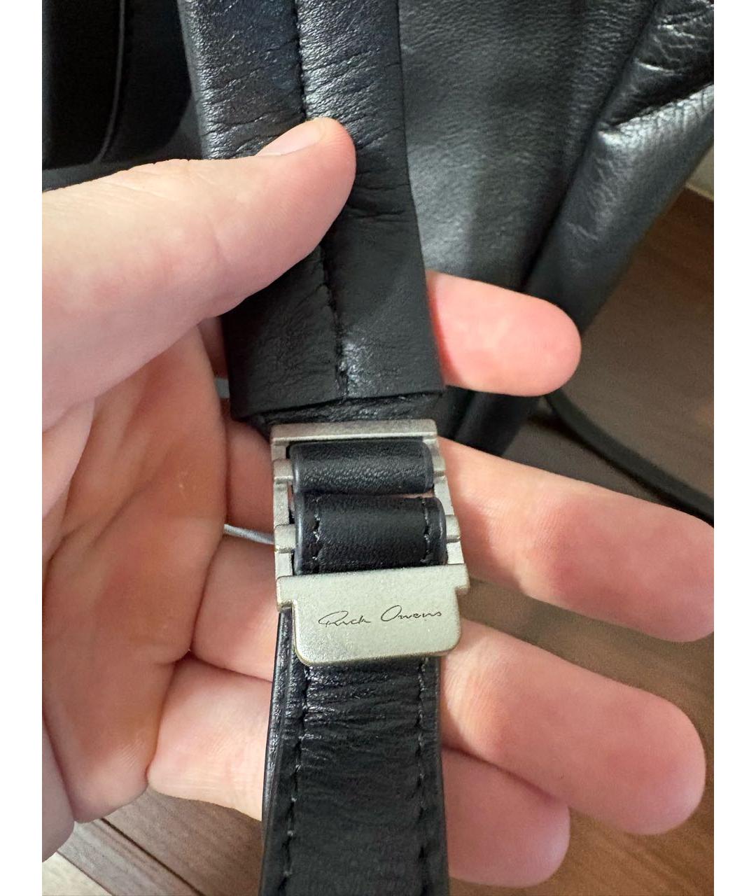 RICK OWENS Черный кожаный рюкзак, фото 6