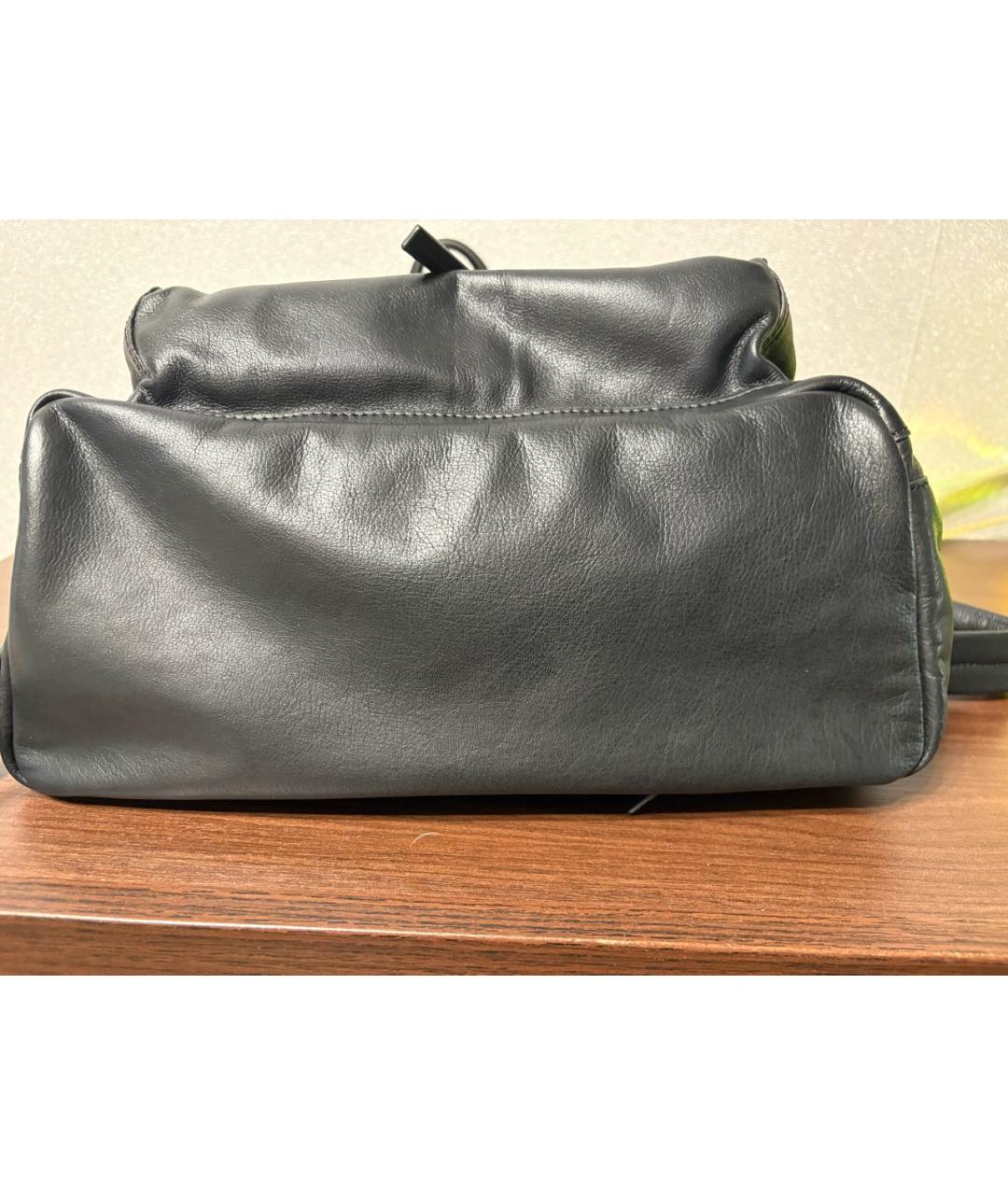 RICK OWENS Черный кожаный рюкзак, фото 7