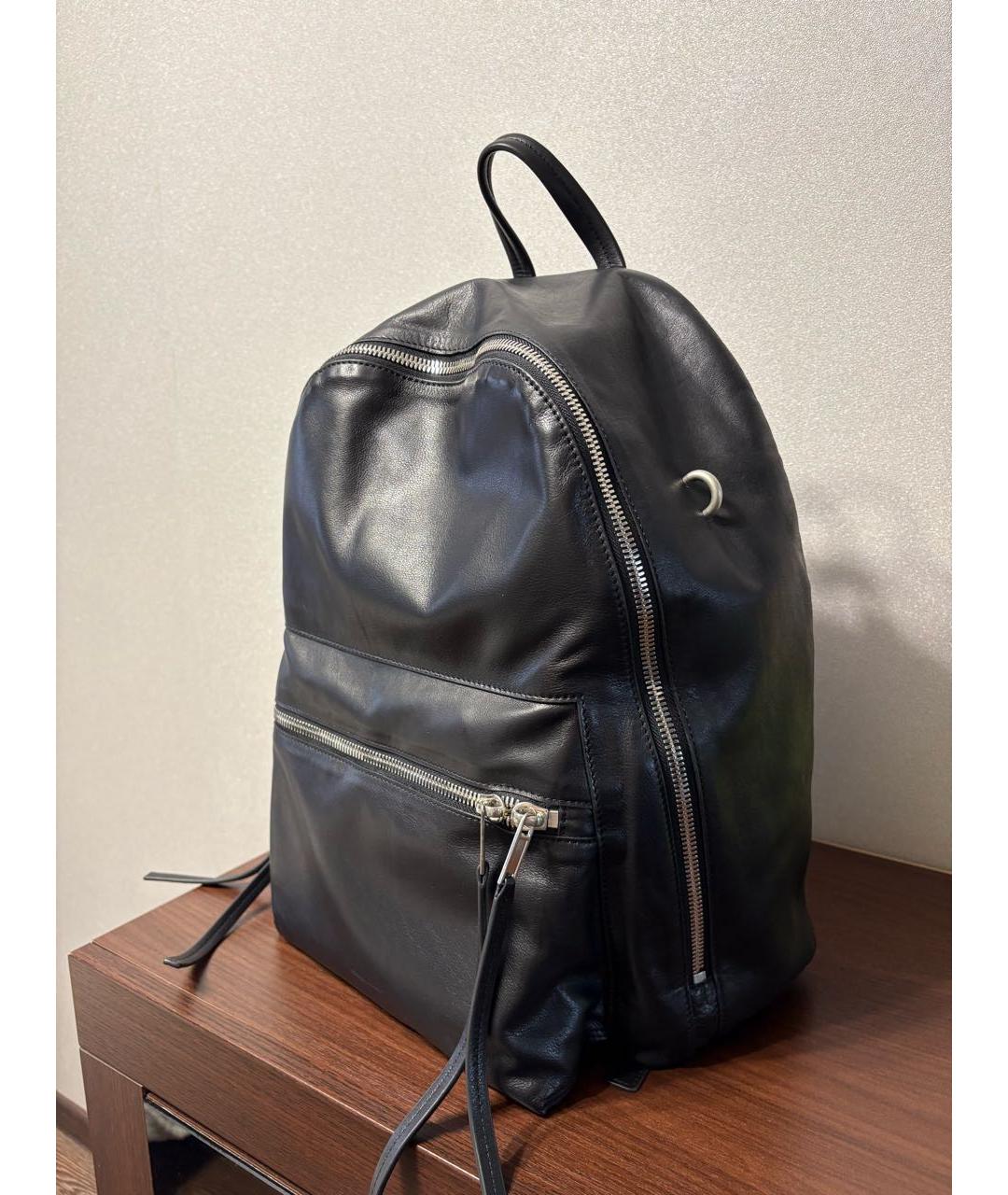 RICK OWENS Черный кожаный рюкзак, фото 2