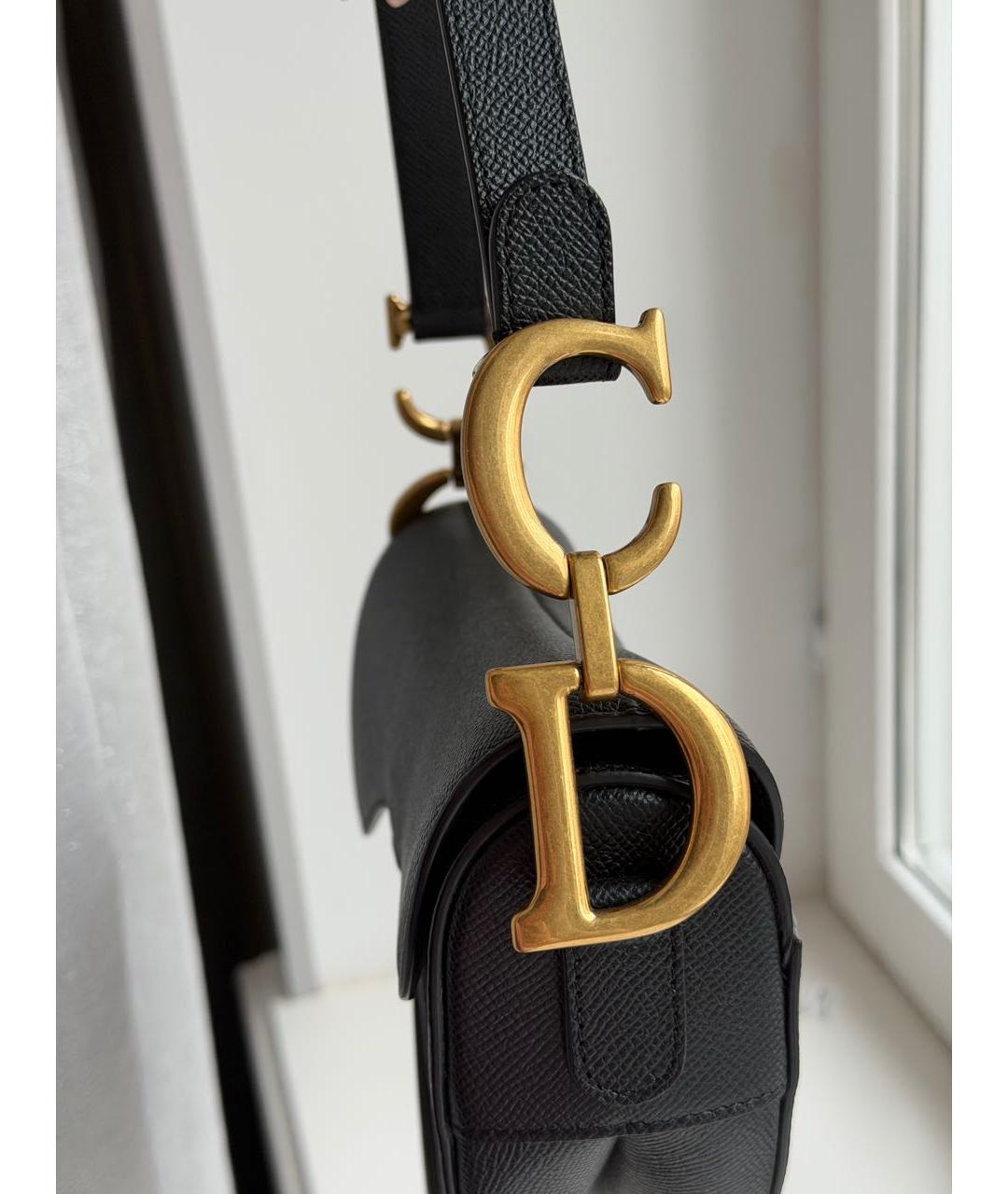 CHRISTIAN DIOR Черная кожаная сумка с короткими ручками, фото 5