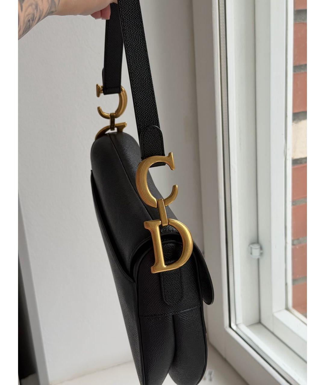 CHRISTIAN DIOR Черная кожаная сумка с короткими ручками, фото 7