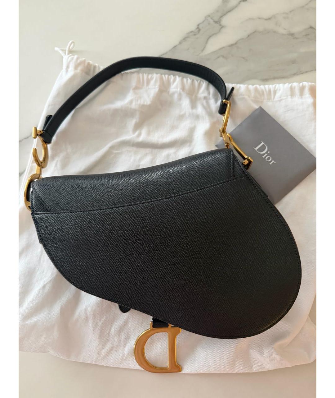 CHRISTIAN DIOR Черная кожаная сумка с короткими ручками, фото 3