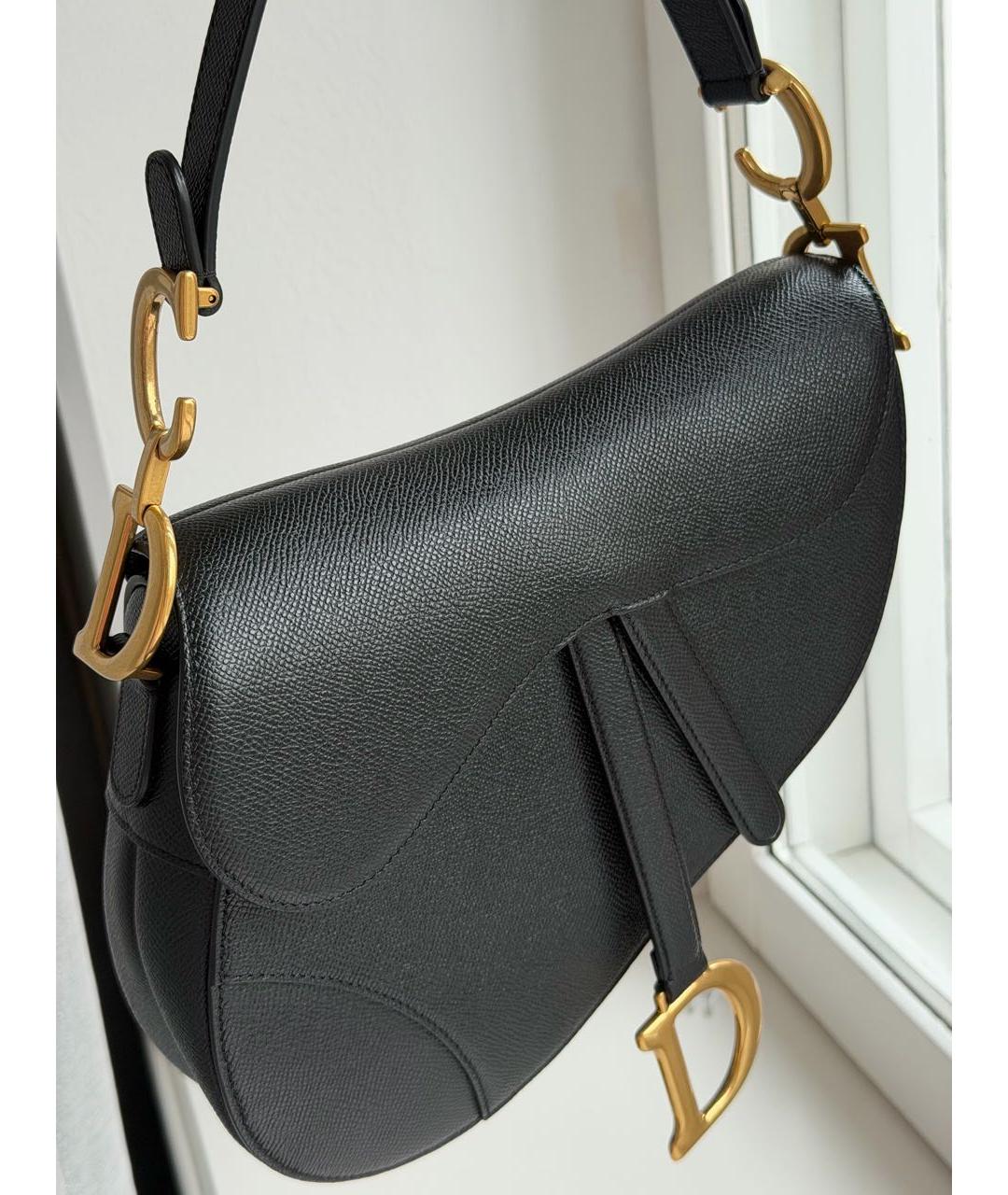 CHRISTIAN DIOR Черная кожаная сумка с короткими ручками, фото 6