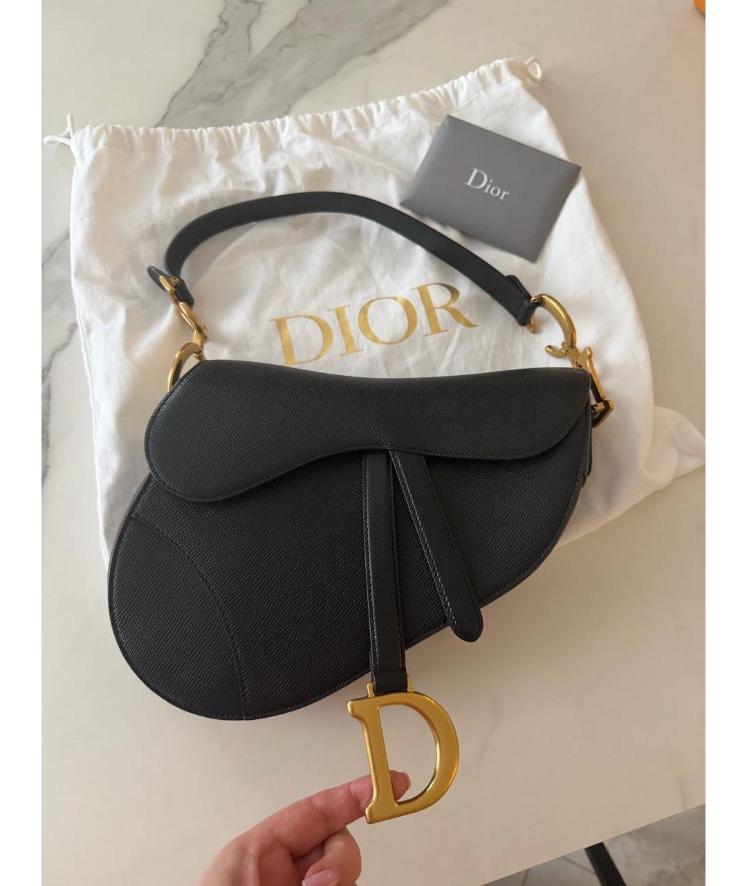 CHRISTIAN DIOR Черная кожаная сумка с короткими ручками, фото 8