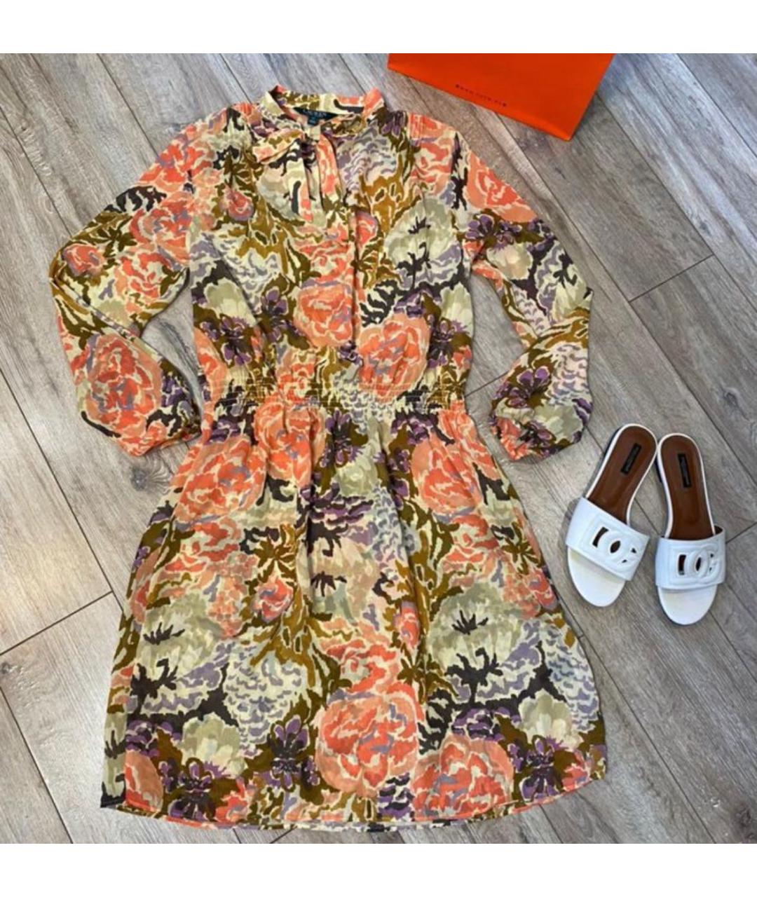 RALPH LAUREN Оранжевое полиэстеровое повседневное платье, фото 4