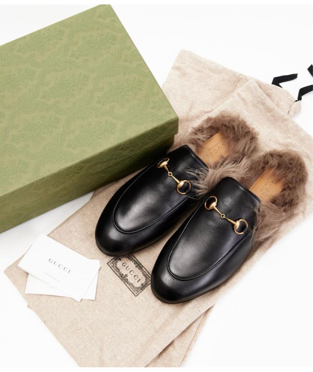 GUCCI Черные кожаные мюли, фото 3