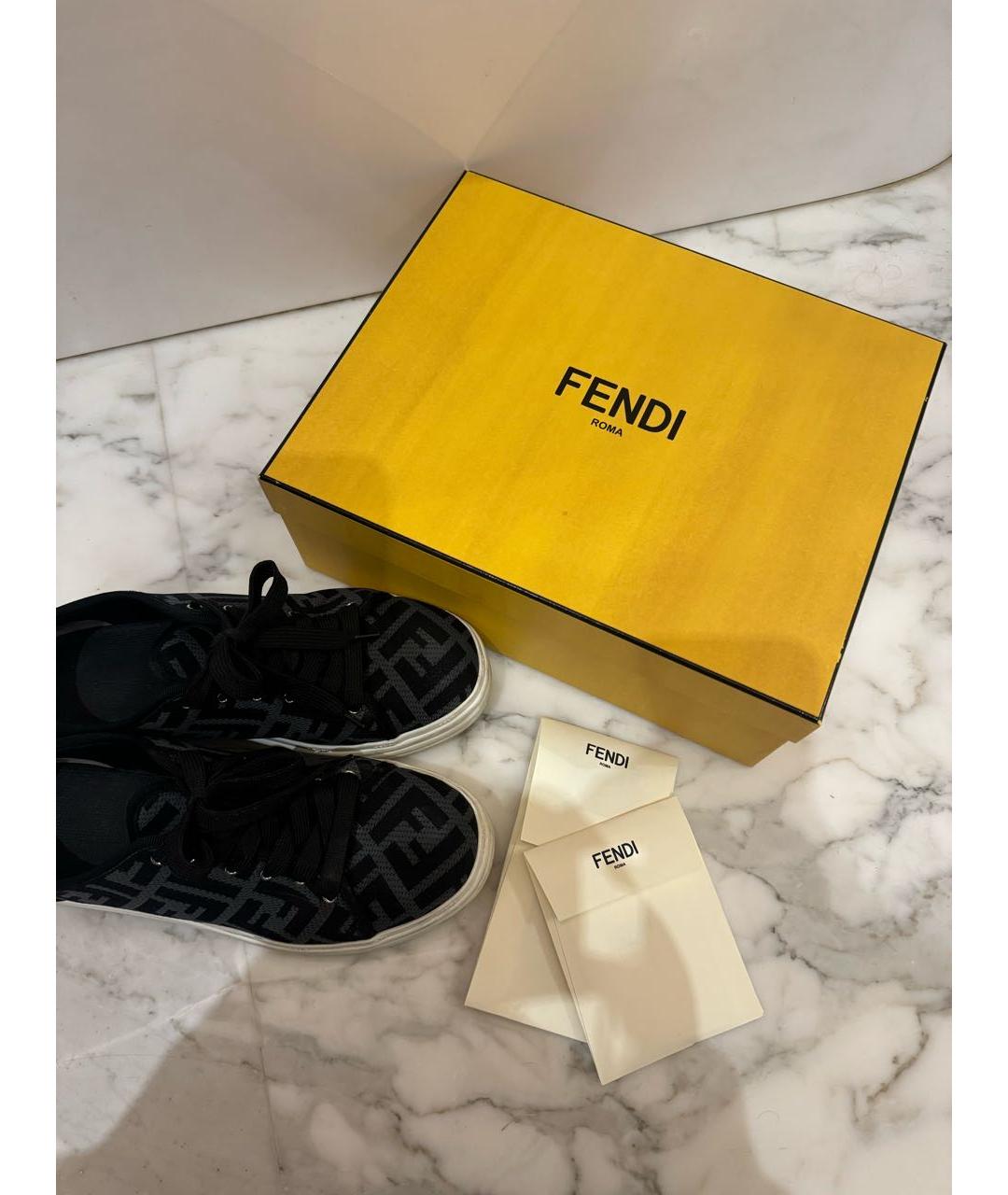 FENDI Черные текстильные кеды, фото 8