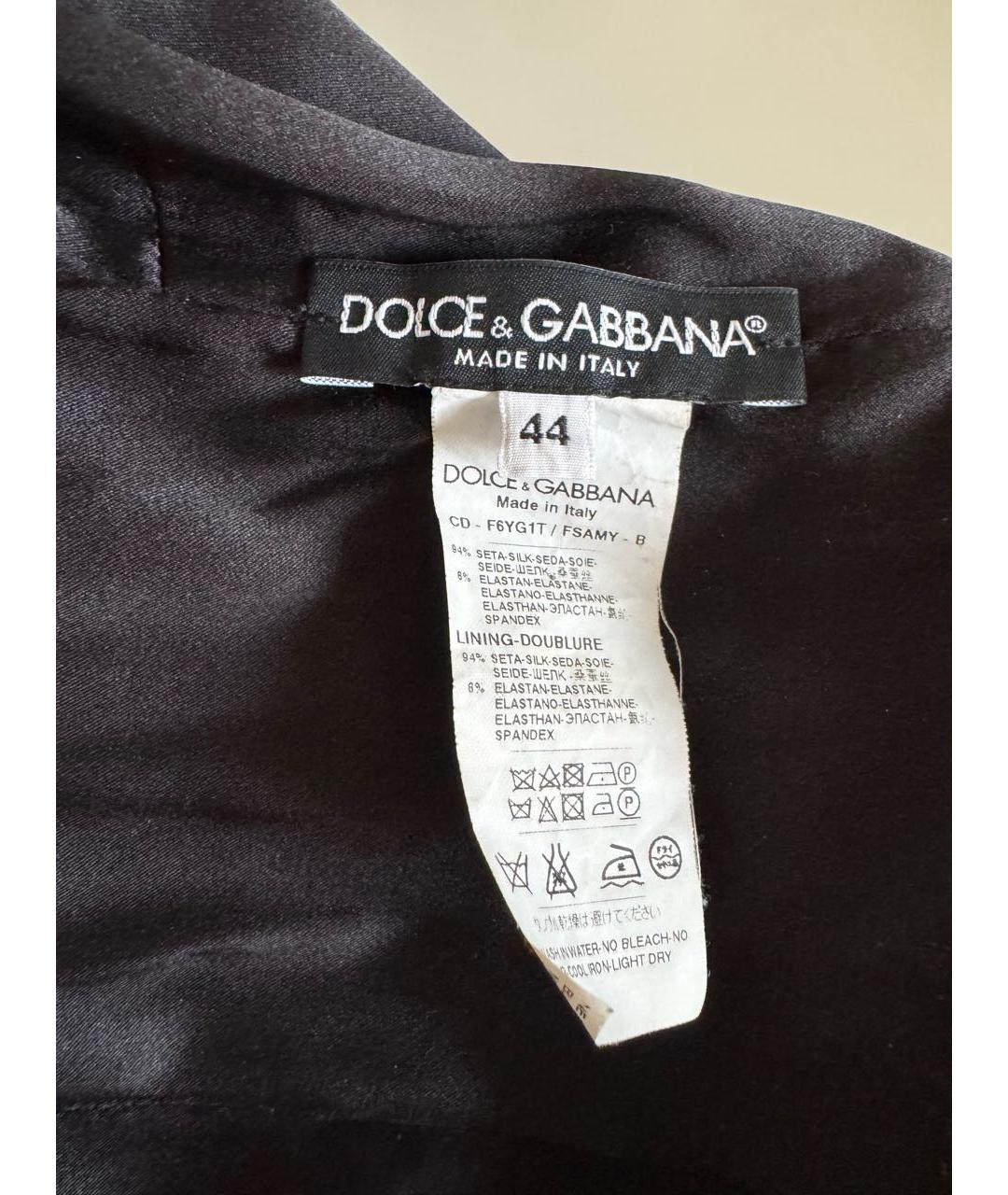 DOLCE&GABBANA Черное шелковое повседневное платье, фото 3