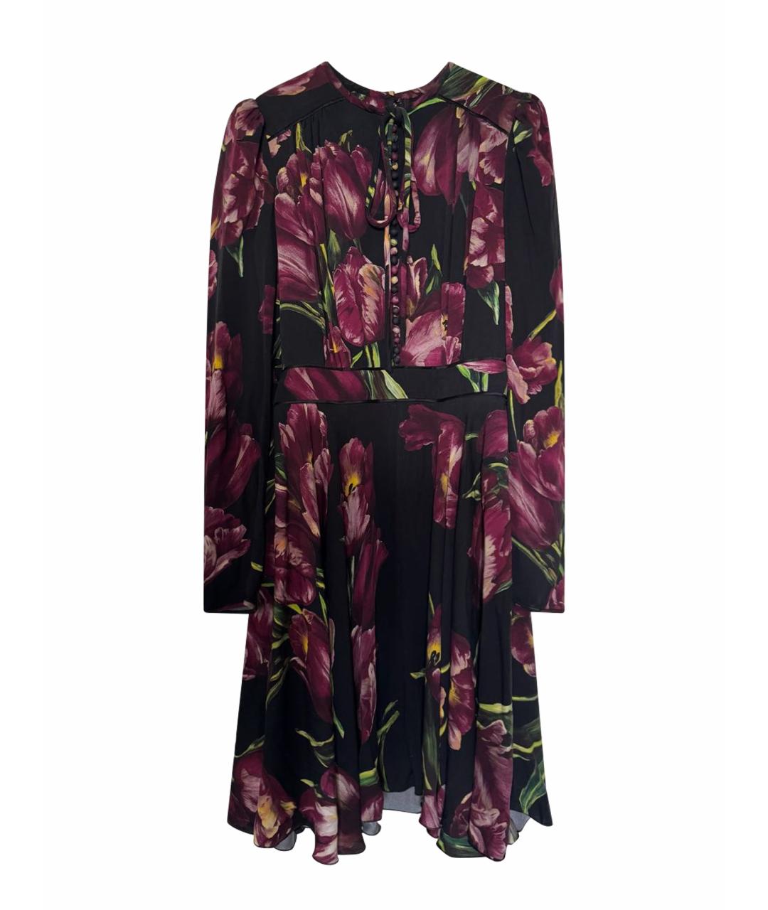 DOLCE&GABBANA Черное шелковое повседневное платье, фото 1