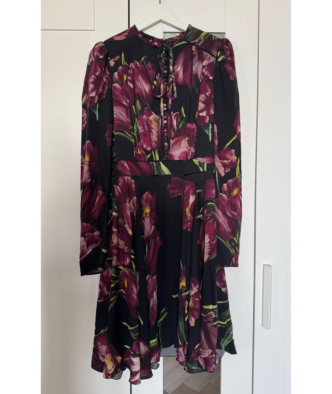 DOLCE&GABBANA Черное шелковое повседневное платье, фото 4