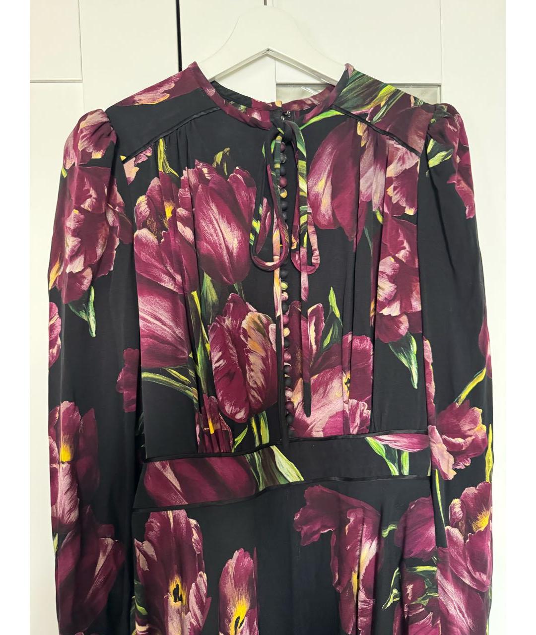 DOLCE&GABBANA Черное шелковое повседневное платье, фото 2