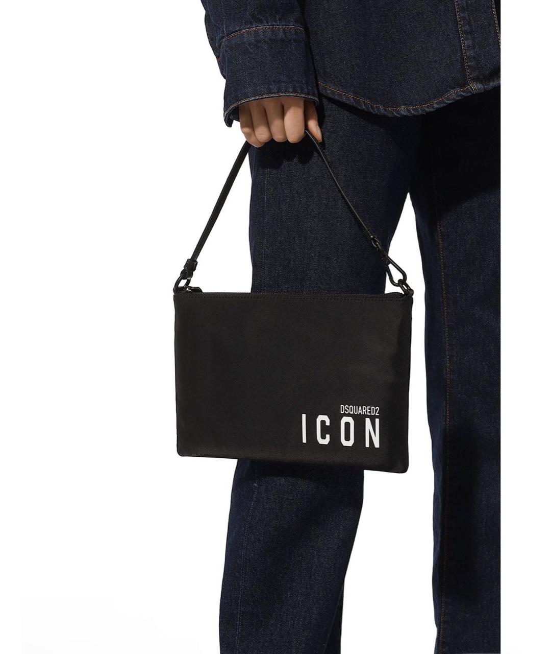 DSQUARED2 Черная тканевая сумка с короткими ручками, фото 6