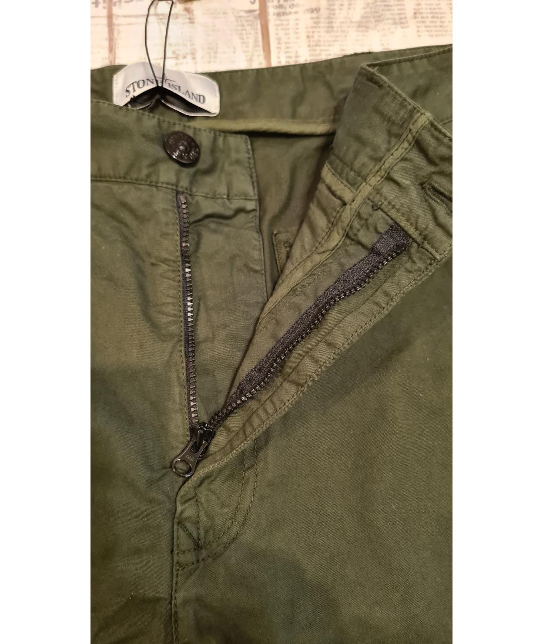 STONE ISLAND Зеленые хлопковые повседневные брюки, фото 7