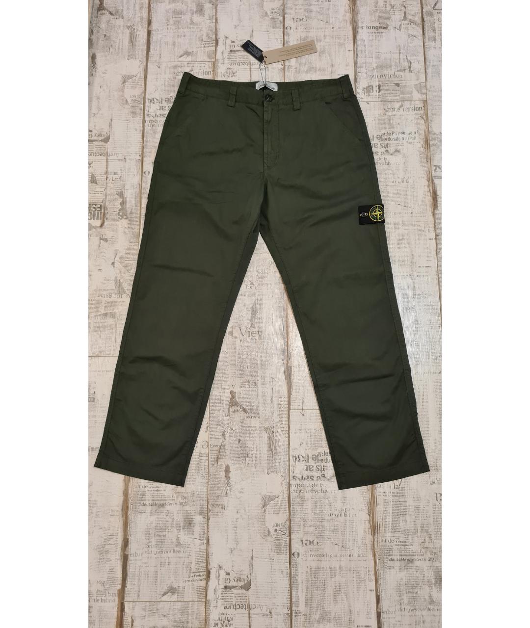 STONE ISLAND Зеленые хлопковые повседневные брюки, фото 5