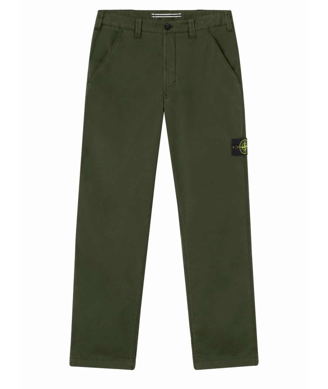 STONE ISLAND Зеленые хлопковые повседневные брюки, фото 1