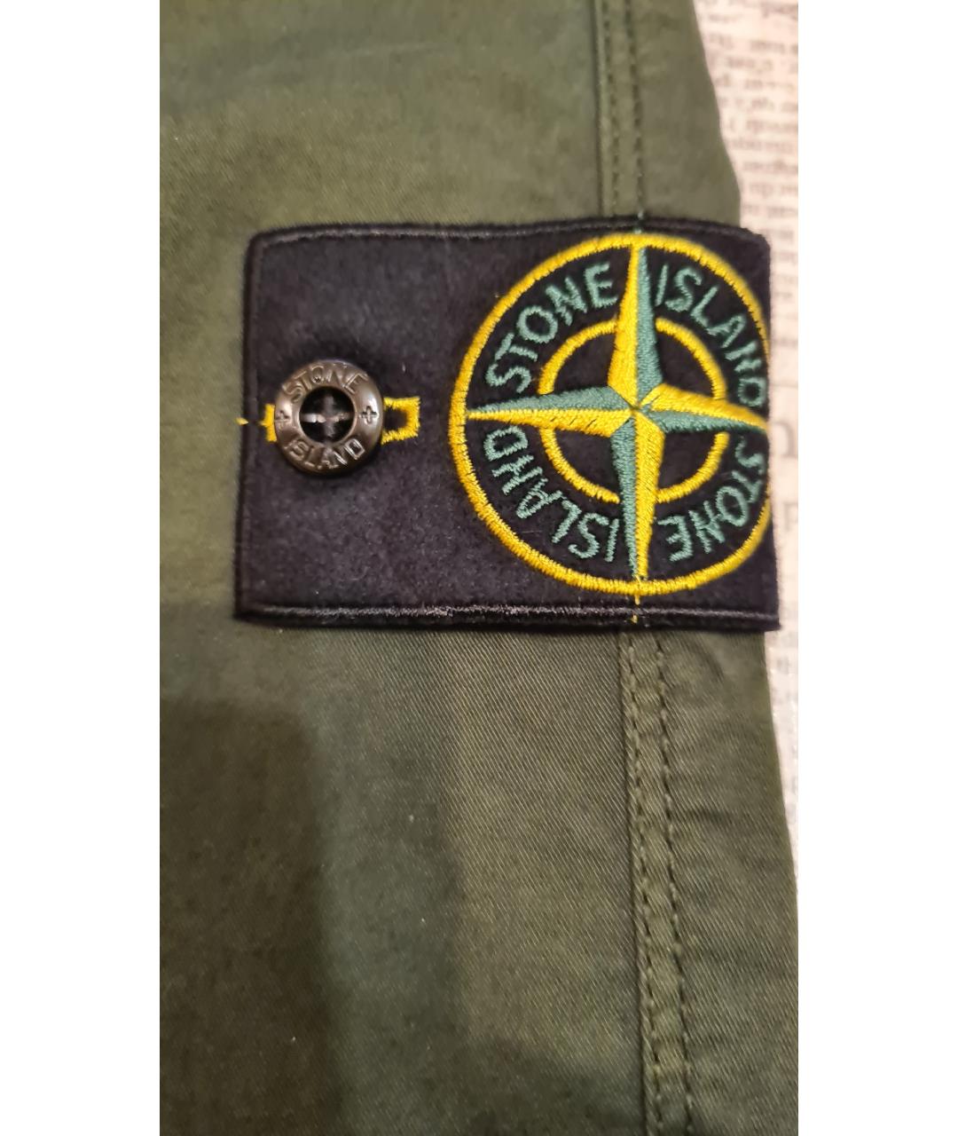 STONE ISLAND Зеленые хлопковые повседневные брюки, фото 6