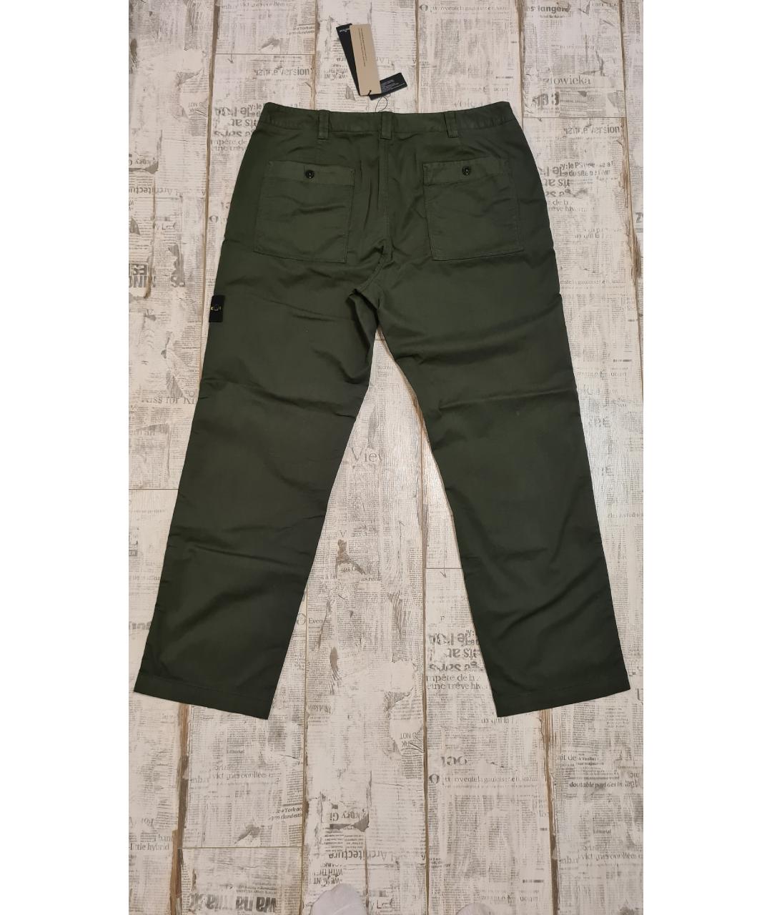 STONE ISLAND Зеленые хлопковые повседневные брюки, фото 8