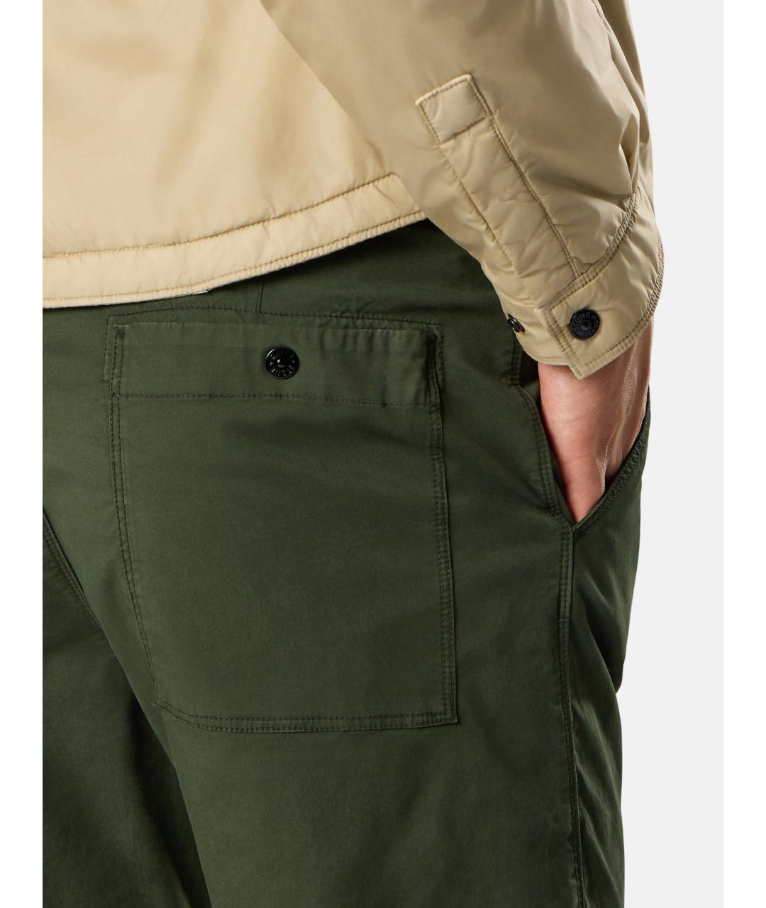 STONE ISLAND Зеленые хлопковые повседневные брюки, фото 4