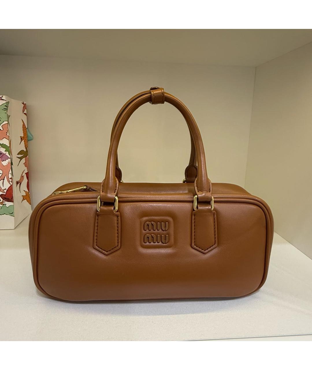 MIU MIU Коричневая кожаная сумка тоут, фото 8