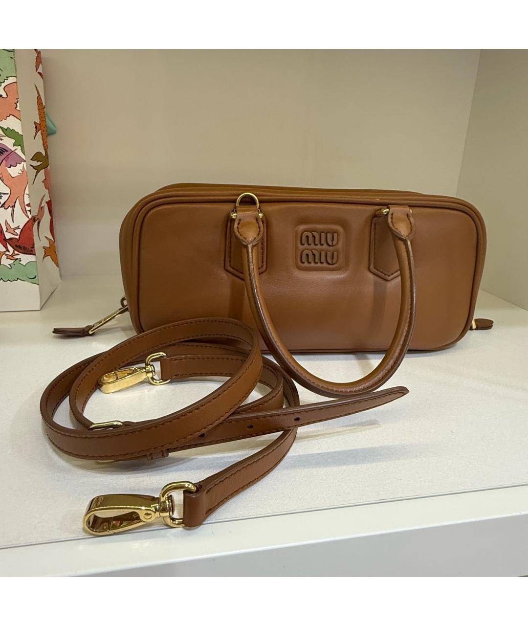 MIU MIU Коричневая кожаная сумка тоут, фото 5
