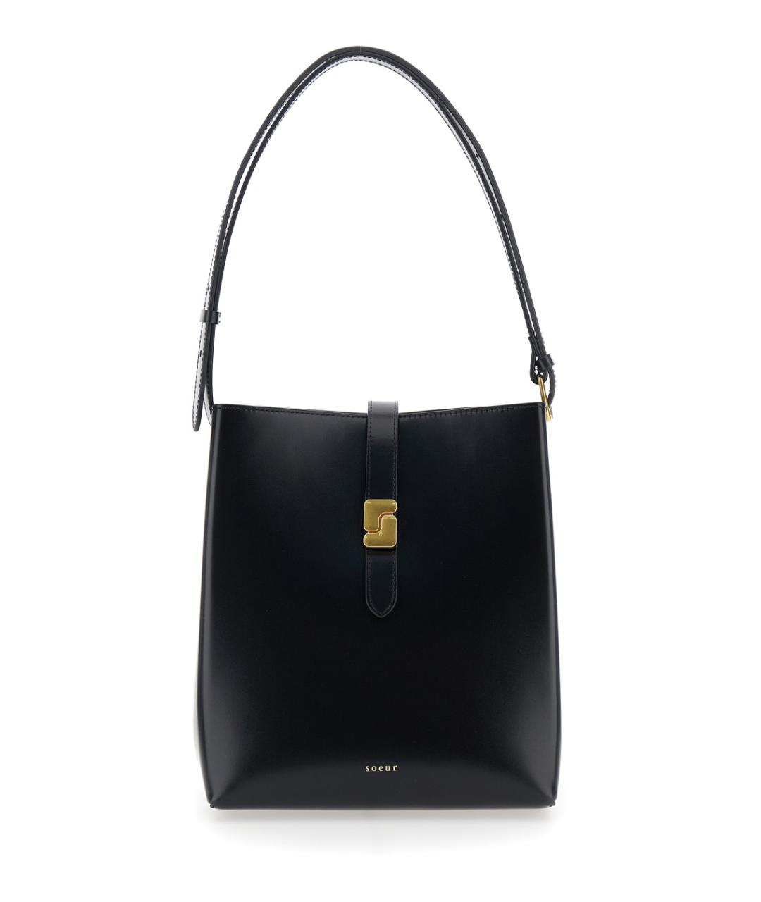 SOEUR Черная кожаная сумка через плечо, фото 1