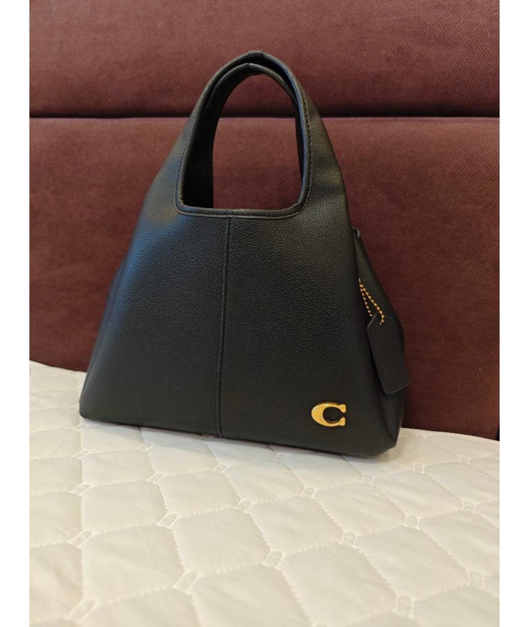 COACH Черная кожаная сумка с короткими ручками, фото 3